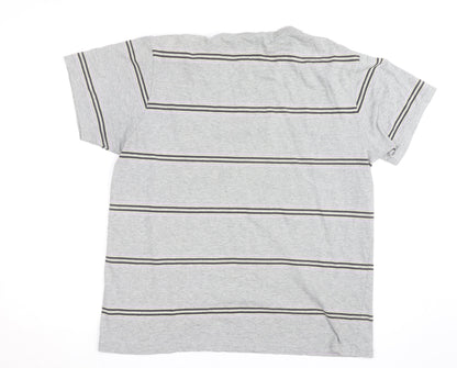 GAP Men’s Grey Striped Crew Neck Cotton T-Shirt Size L