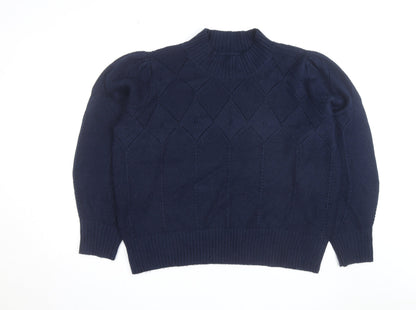 Fat Face Women's Blue High Neck Knit Jumper Size 22