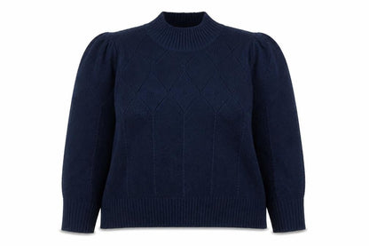 Fat Face Women's Blue High Neck Knit Jumper Size 22