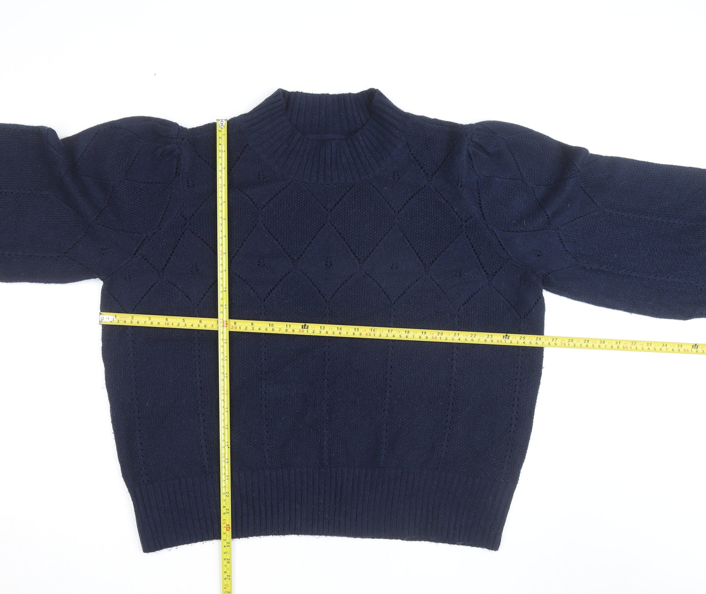Fat Face Women's Blue High Neck Knit Jumper Size 22