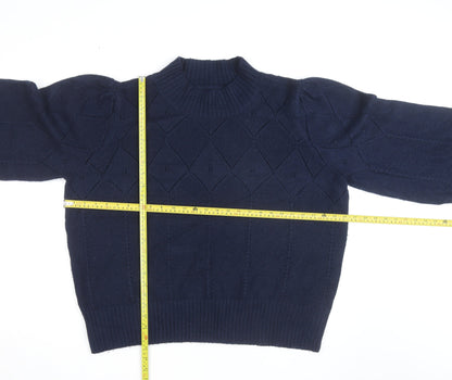 Fat Face Women's Blue High Neck Knit Jumper Size 22