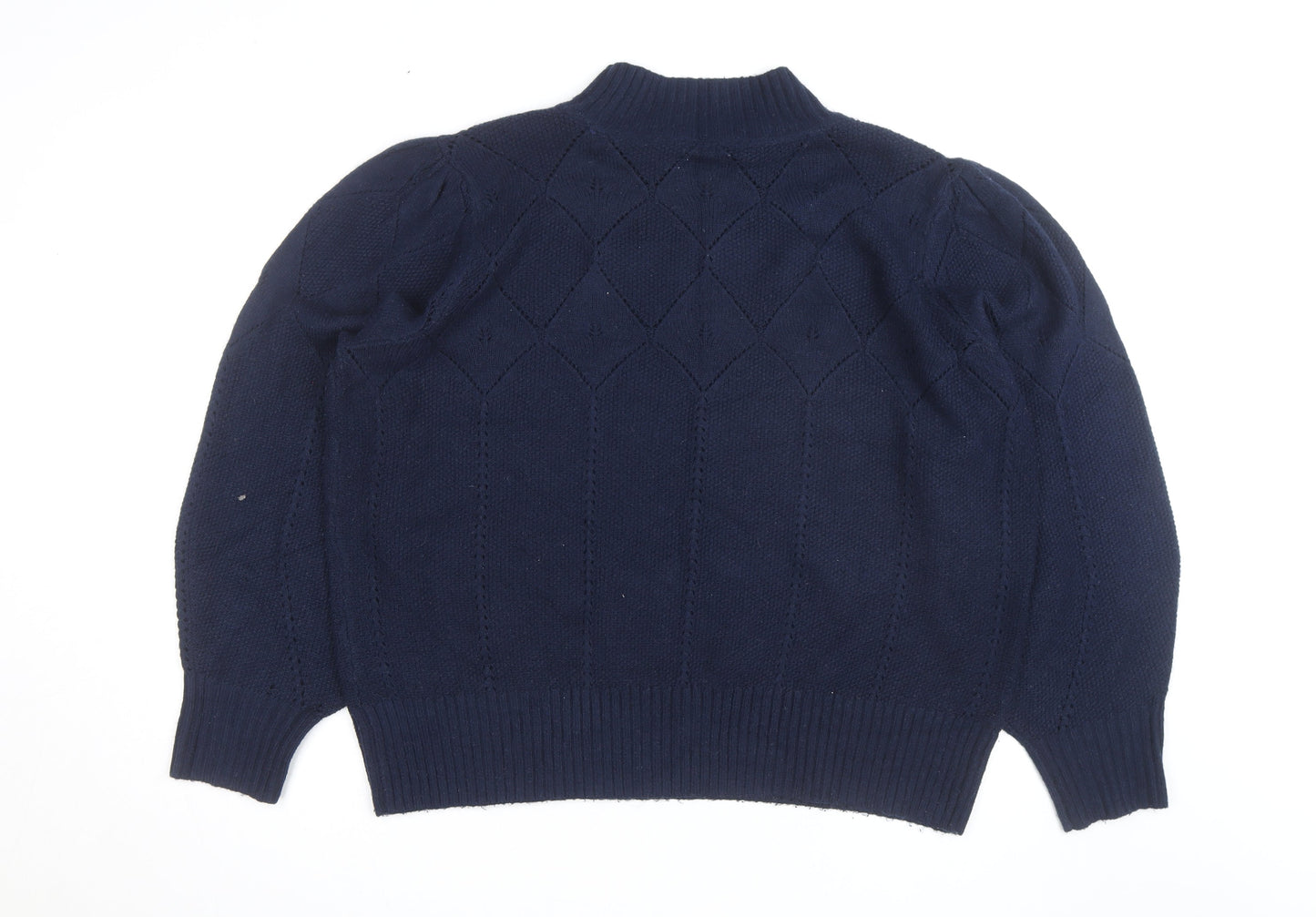 Fat Face Women's Blue High Neck Knit Jumper Size 22