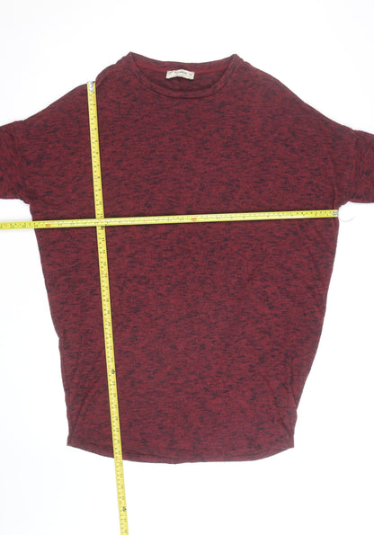 Pull & Bear Men's Red Knit Short Sleeve Pullover Jumper S