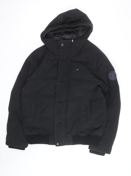 Tommy Hilfiger Men's Black Hooded Puffer Jacket Size M Winter Coat