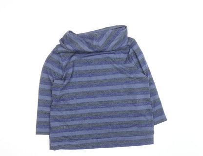 Klass Men Blue Striped Roll Neck Pullover Jumper XL