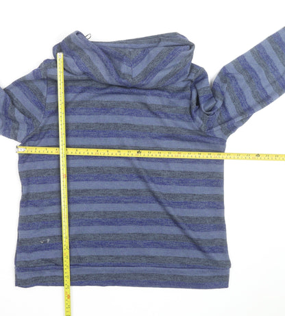 Klass Men Blue Striped Roll Neck Pullover Jumper XL