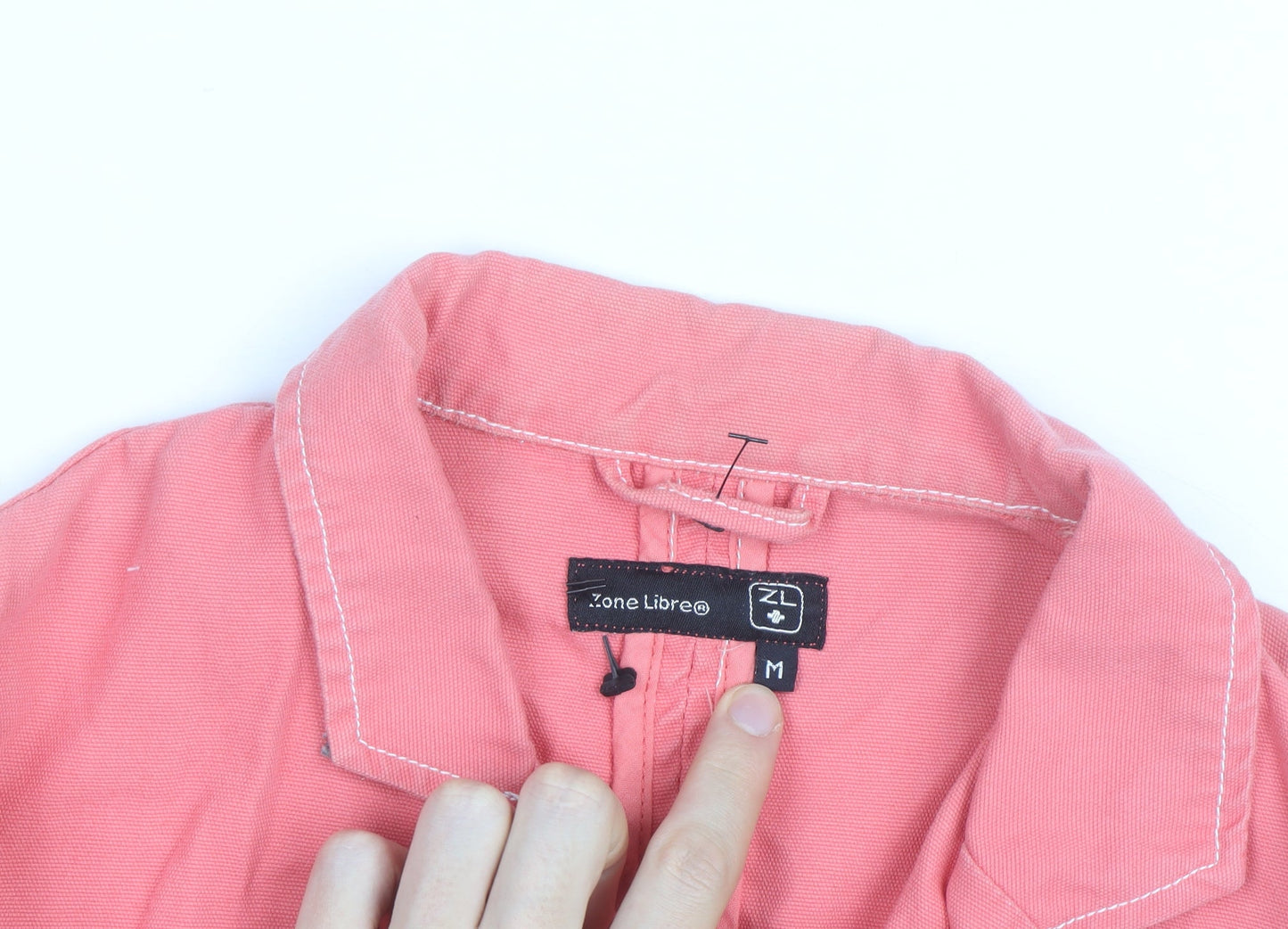 Zone Libre Women Pink Cotton Long Sleeve Button Blouse M