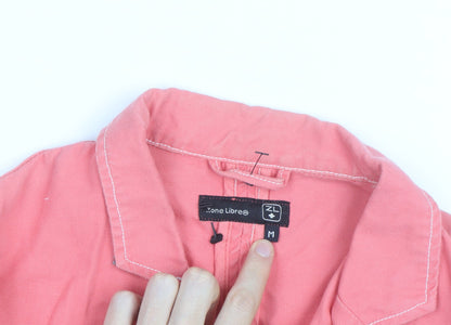 Zone Libre Women Pink Cotton Long Sleeve Button Blouse M