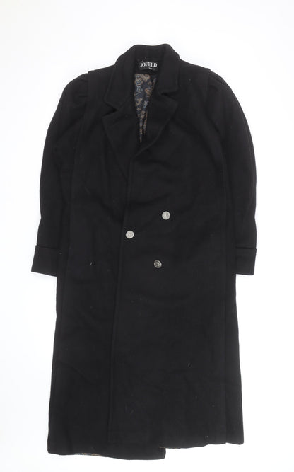 Jofeld Men’s Black Wool Long Overcoat Classic 40in