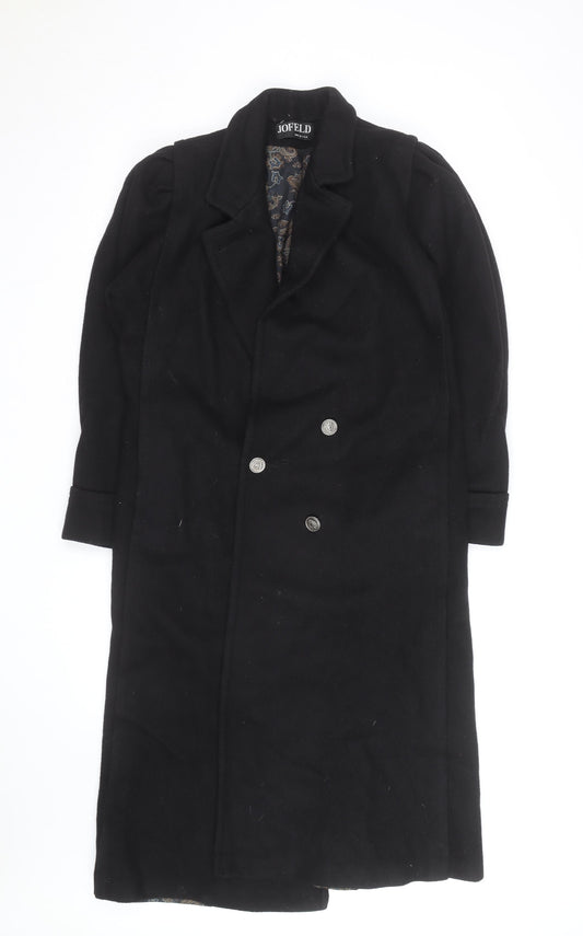 Jofeld Men’s Black Wool Long Overcoat Classic 40in