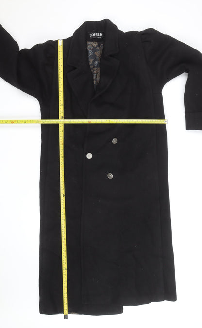 Jofeld Men’s Black Wool Long Overcoat Classic 40in