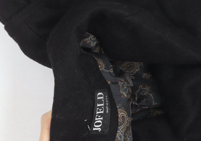 Jofeld Men’s Black Wool Long Overcoat Classic 40in
