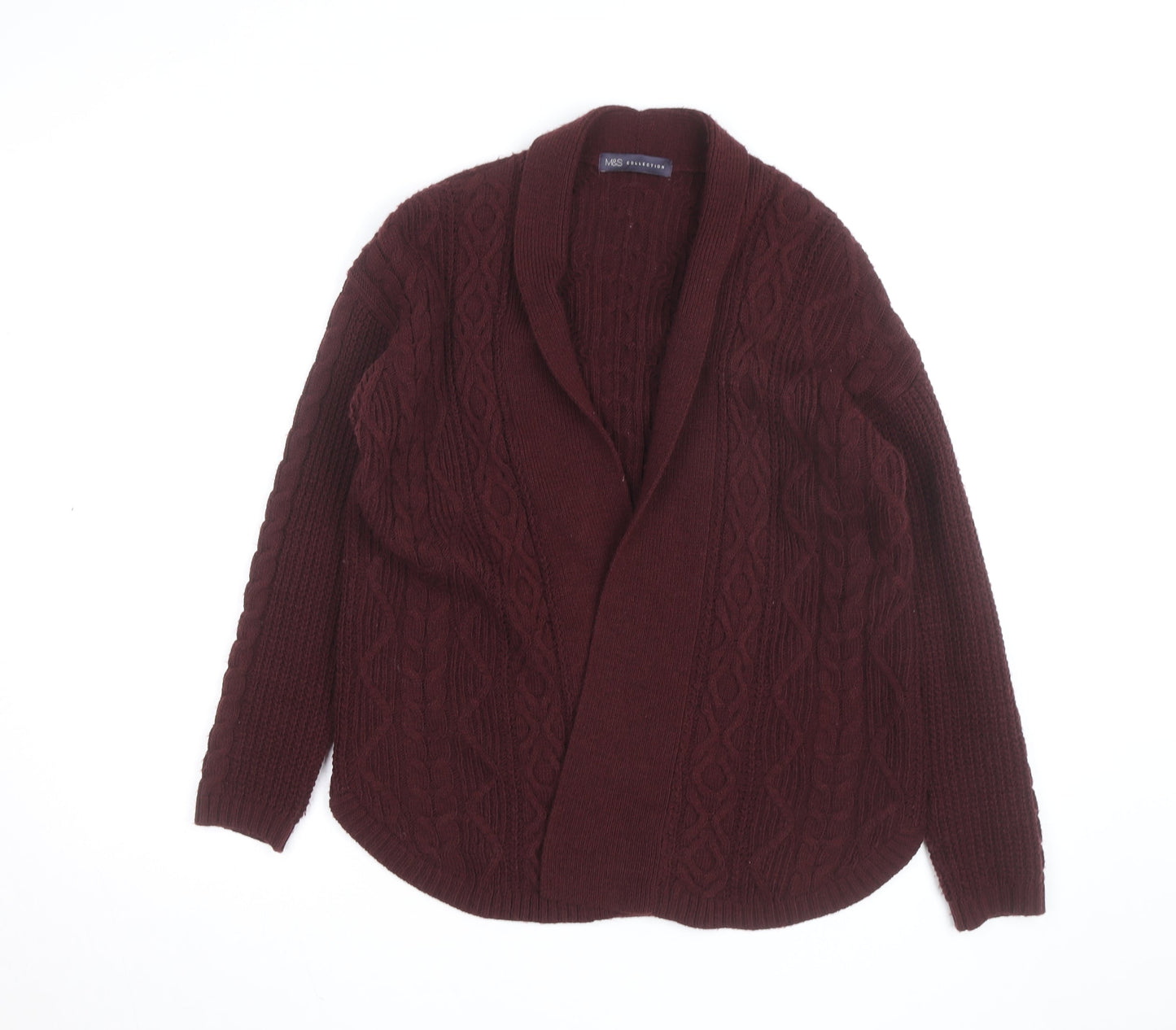 Marks and Spencer Women’s Brown Cable Knit Open Cardigan M