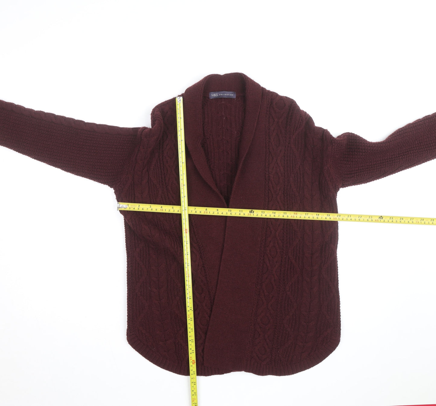 Marks and Spencer Women’s Brown Cable Knit Open Cardigan M