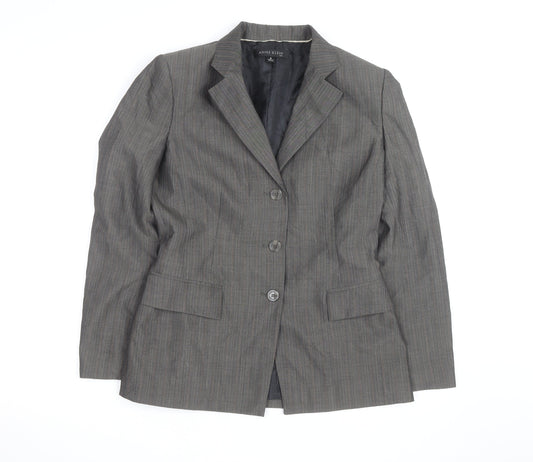 Anne Klein Women Grey Pinstripe Suit Jacket Size M Classic Fit
