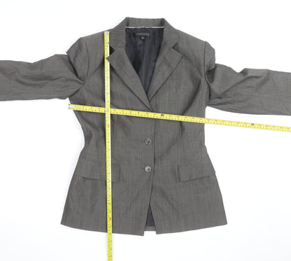 Anne Klein Women Grey Pinstripe Suit Jacket Size M Classic Fit
