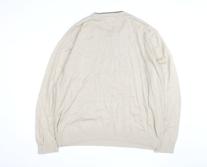 U.S. Polo Assn. Men’s Beige 2XL Cotton Crew Neck Pullover Jumper