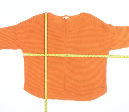Weird Fish Women's Orange Chunky-Knit Cotton Jumper Size 12