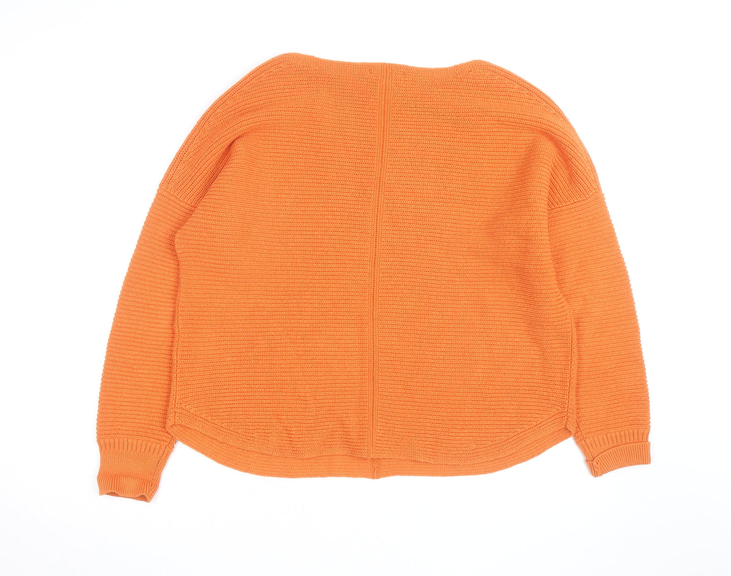 Weird Fish Women's Orange Chunky-Knit Cotton Jumper Size 12