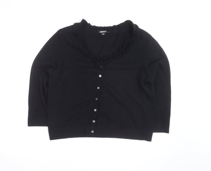 DKNY Women Black Cashmere Button Cardigan XL