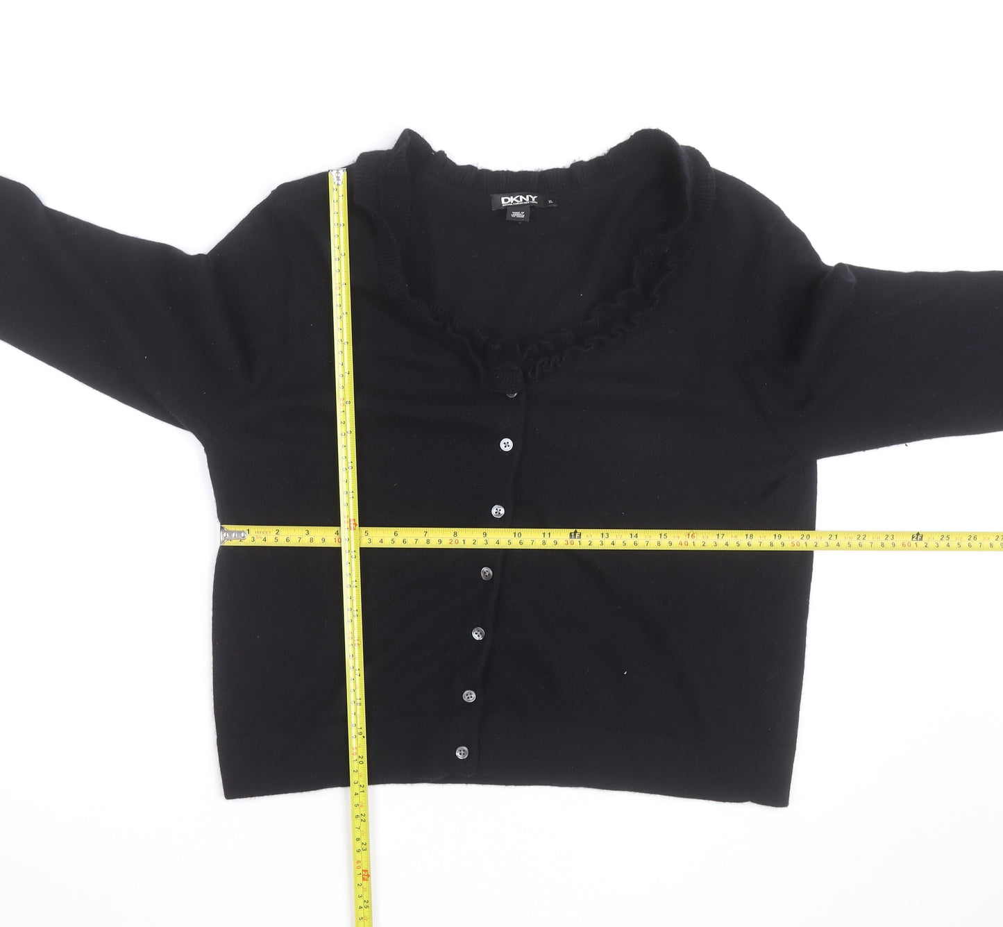 DKNY Women Black Cashmere Button Cardigan XL