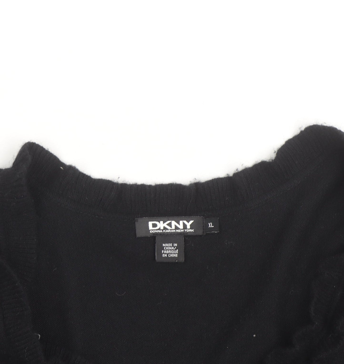 DKNY Women Black Cashmere Button Cardigan XL