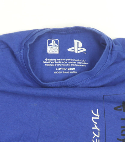 PlayStation Boys Blue Graphic T-Shirt 7-8 Years Short Sleeve Cotton