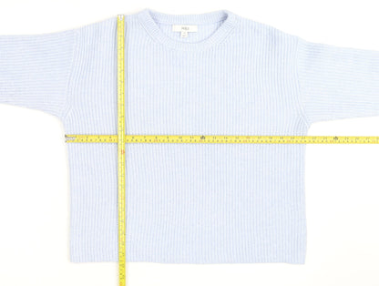 Marks and Spencer Men's Blue Chunky Knit Crew Neck Jumper M