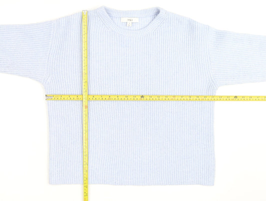 Marks and Spencer Men's Blue Chunky Knit Crew Neck Jumper M