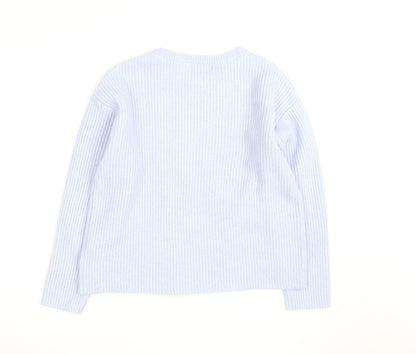 Marks and Spencer Men's Blue Chunky Knit Crew Neck Jumper M
