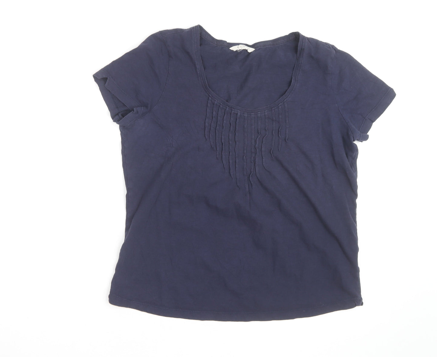 White Stuff Women’s Blue Cotton Scoop Neck Short Sleeve T-Shirt UK 12