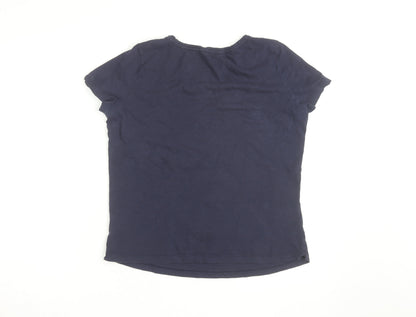 White Stuff Women’s Blue Cotton Scoop Neck Short Sleeve T-Shirt UK 12