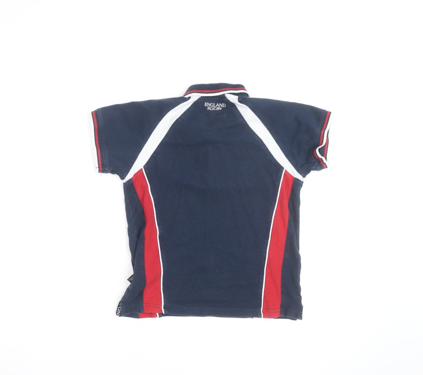 England Rugby Boys Blue Polo Shirt 9-10 Years Cotton Embroidered Sports Top