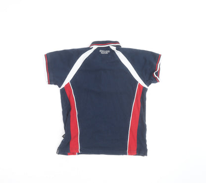 England Rugby Boys Blue Polo Shirt 9-10 Years Cotton Embroidered Sports Top