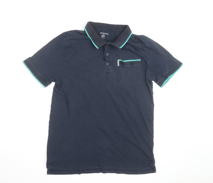 Lambretta Men's Blue Cotton Polo Shirt Size L Short Sleeve Retro Style