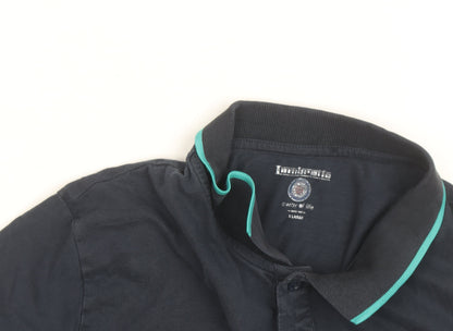 Lambretta Men's Blue Cotton Polo Shirt Size L Short Sleeve Retro Style