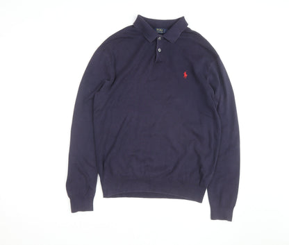 Polo Ralph Lauren Men’s Blue Pima Cotton Long Sleeve Polo Shirt M