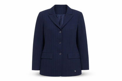 Kasper Women's Navy Pinstripe Long Sleeve Single-Breasted Blazer Size 8