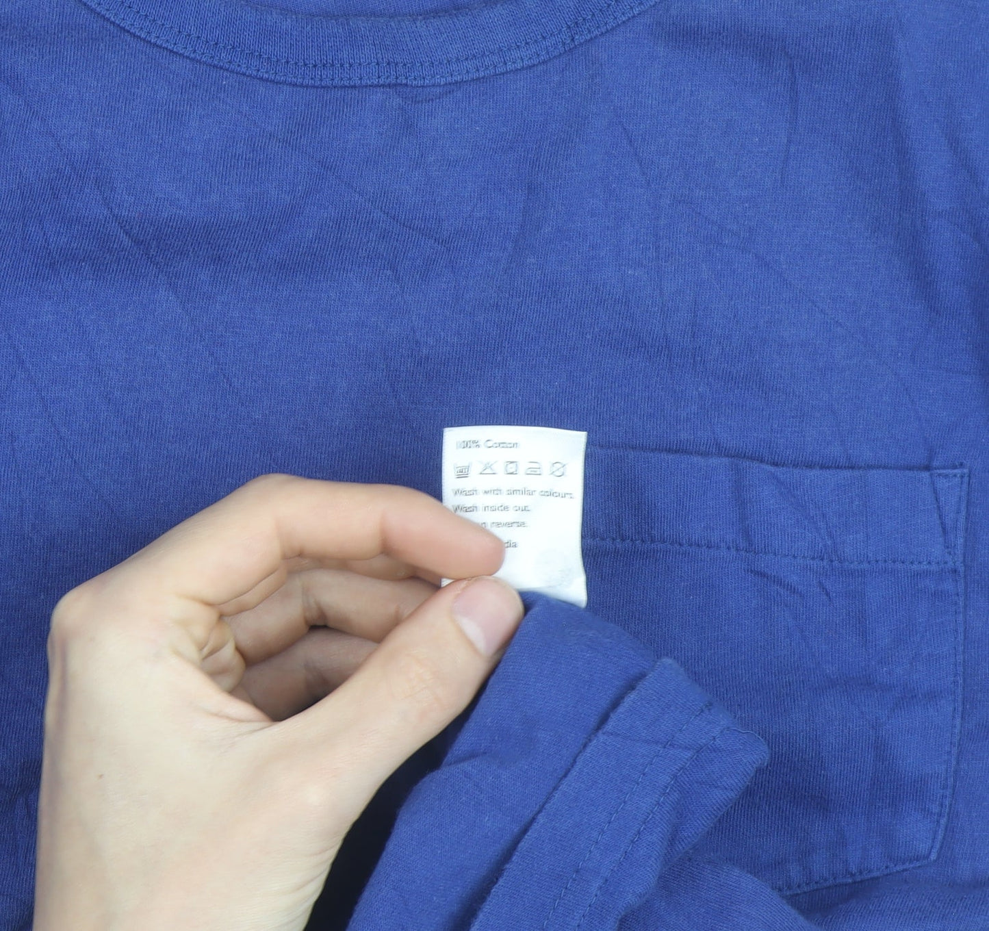 John Lewis Women's Blue Long Sleeve Cotton Basic T-Shirt Size 14