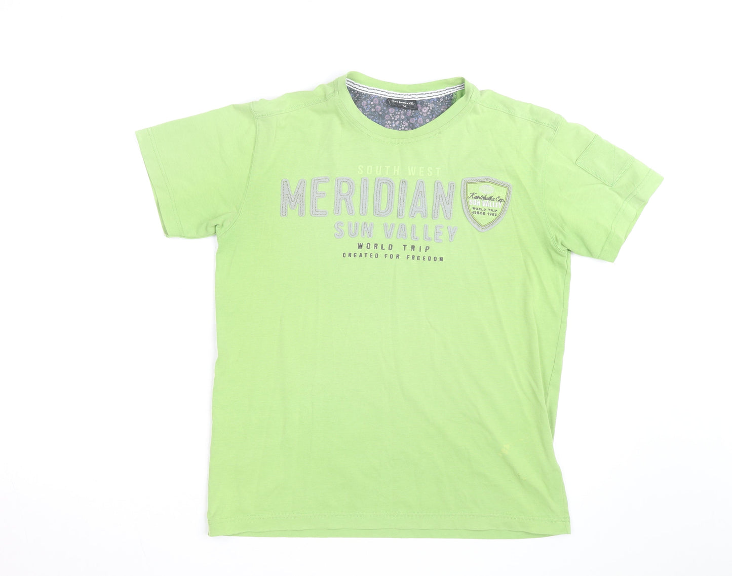 Sun Valley Men's Green Graphic Print Cotton Crew Neck T-Shirt M