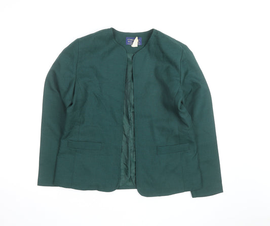 Willow Ridge Women’s Green Polyester Blazer Size 12 Classic Open Front