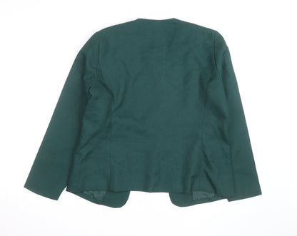 Willow Ridge Women’s Green Polyester Blazer Size 12 Classic Open Front