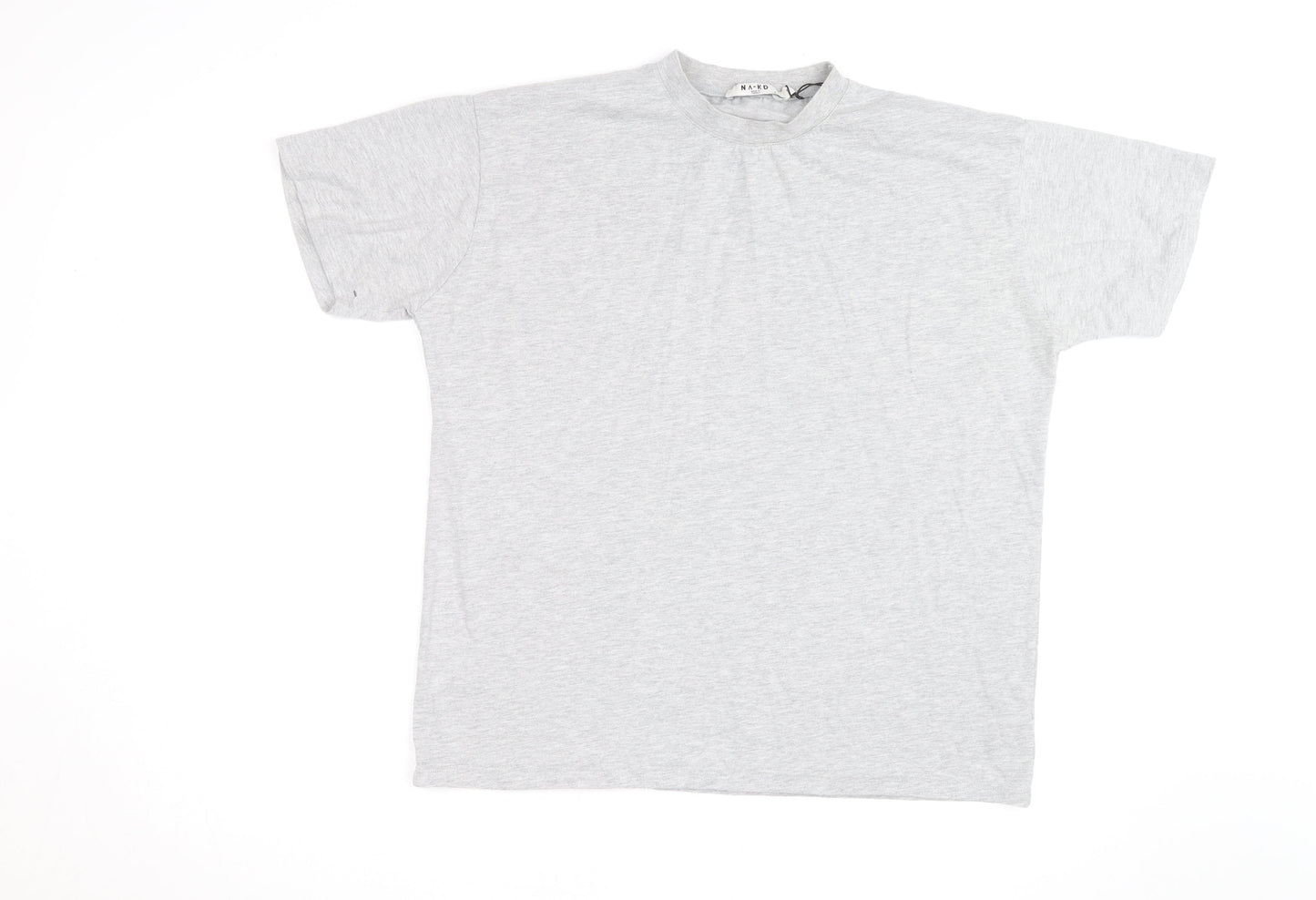 NA-KD Men’s Grey Crew Neck Short Sleeve Cotton T-Shirt Size S