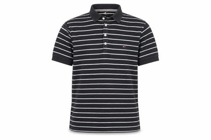 Tommy Hilfiger Men's Black Striped Polo Shirt Size M Cotton Classic