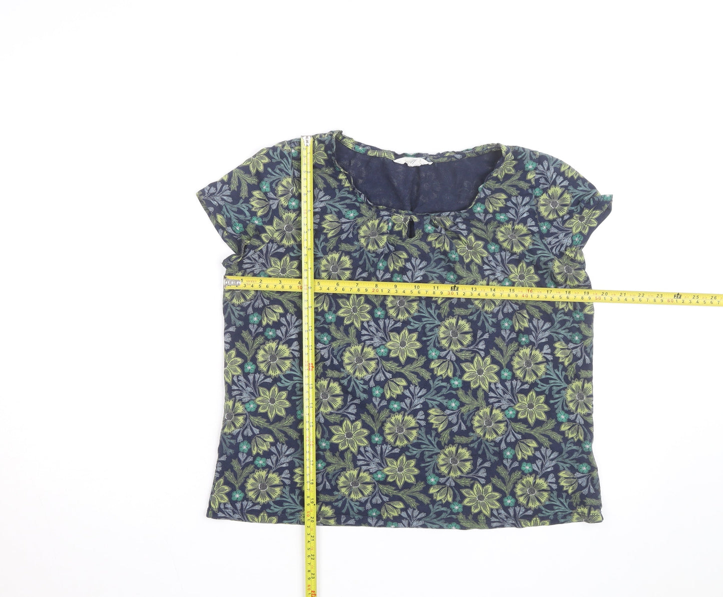 Seasalt Cornwall Women Blue Floral Tunic Blouse Size 12 Cotton Blend