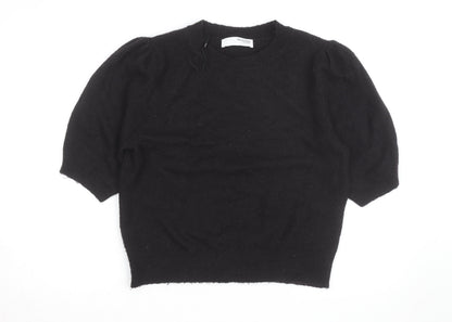 SELECTED FEMME Women's Black Wool Alpaca Puff Sleeve Jumper M