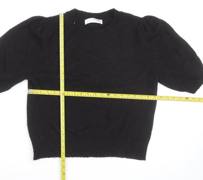 SELECTED FEMME Women's Black Wool Alpaca Puff Sleeve Jumper M