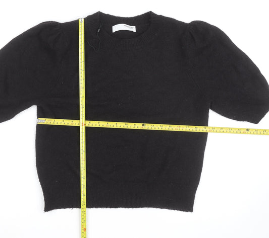 SELECTED FEMME Women's Black Wool Alpaca Puff Sleeve Jumper M