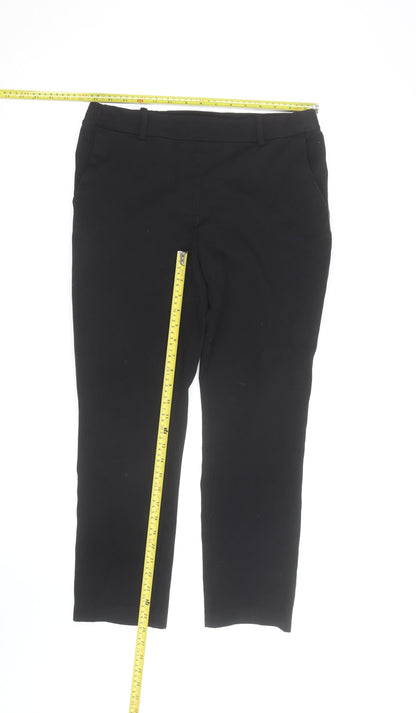 H&M Women's Black Chino Stripe Trim Stretch Trousers Size 14