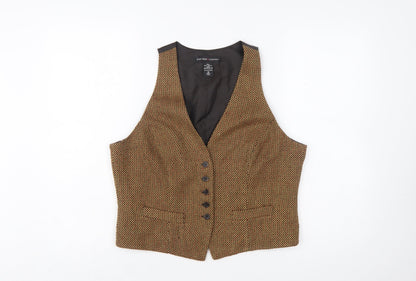 New York & Company Women's Brown Tweed Waistcoat Size 12 Classic Fit